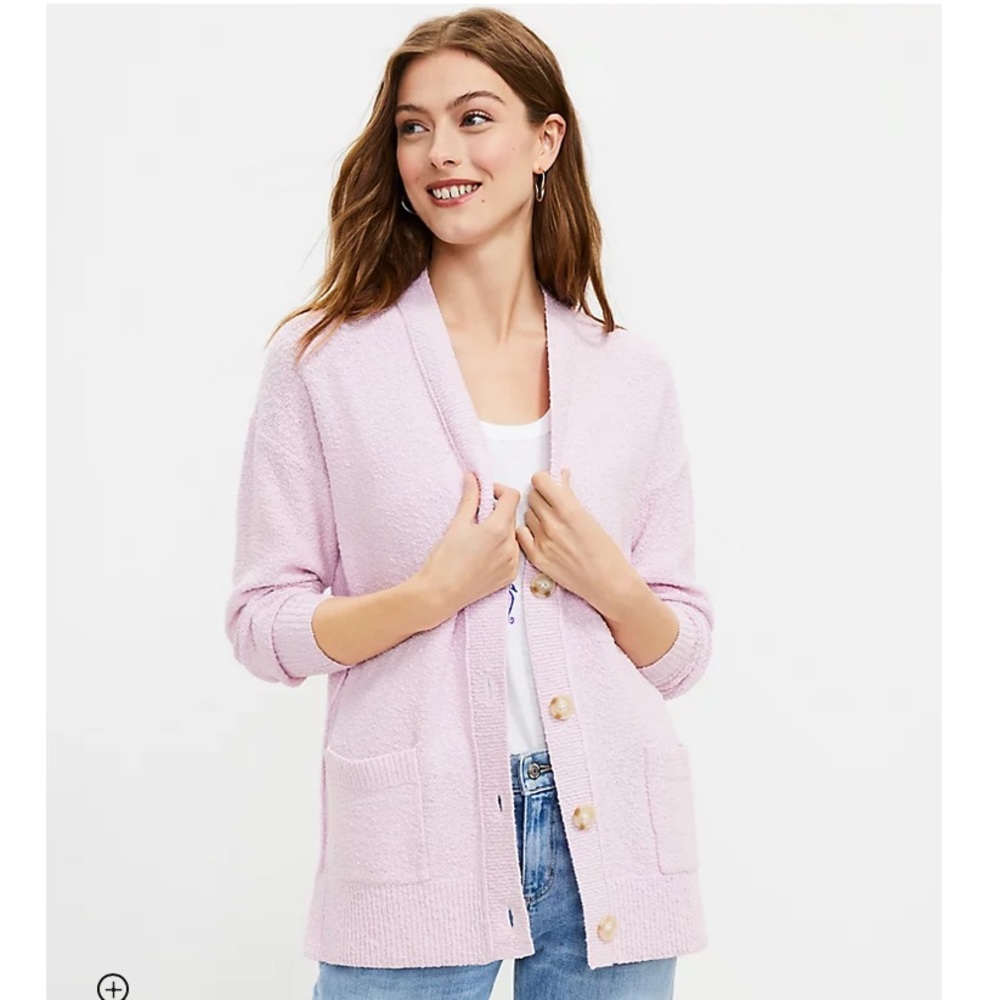 LOFT NWT V-Neck Pocket Cardigan, Winsome Orchid, MEDIUM